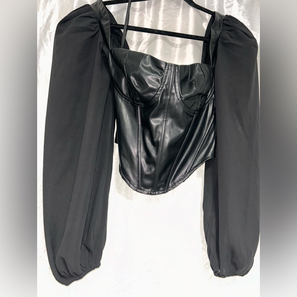 Fashion Nova corset Top with sheer arms